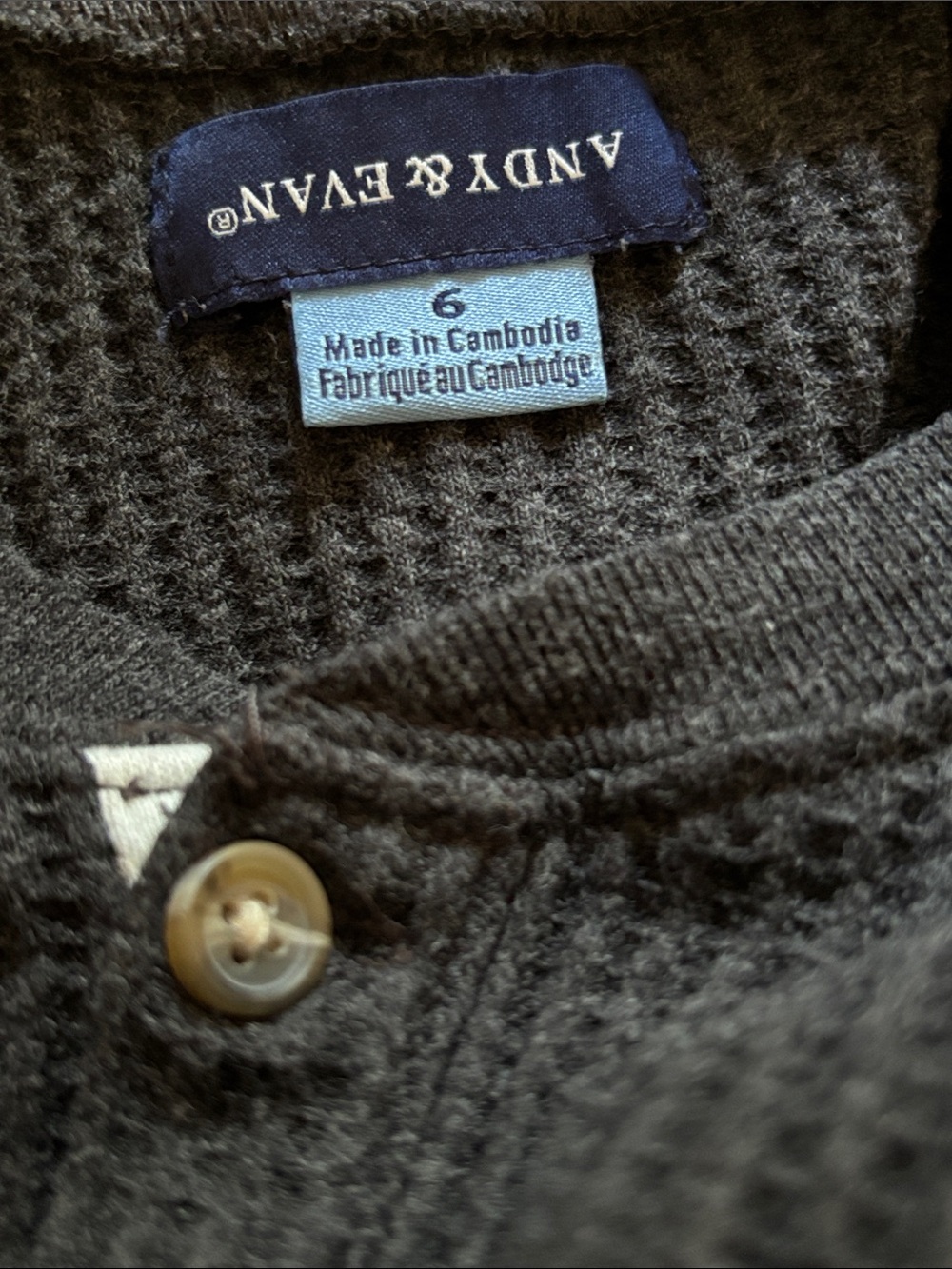 ANDY & EVAN Grey Henley 3 Button Long Sleeved Sweater with Pocket - Picture 5 of 6